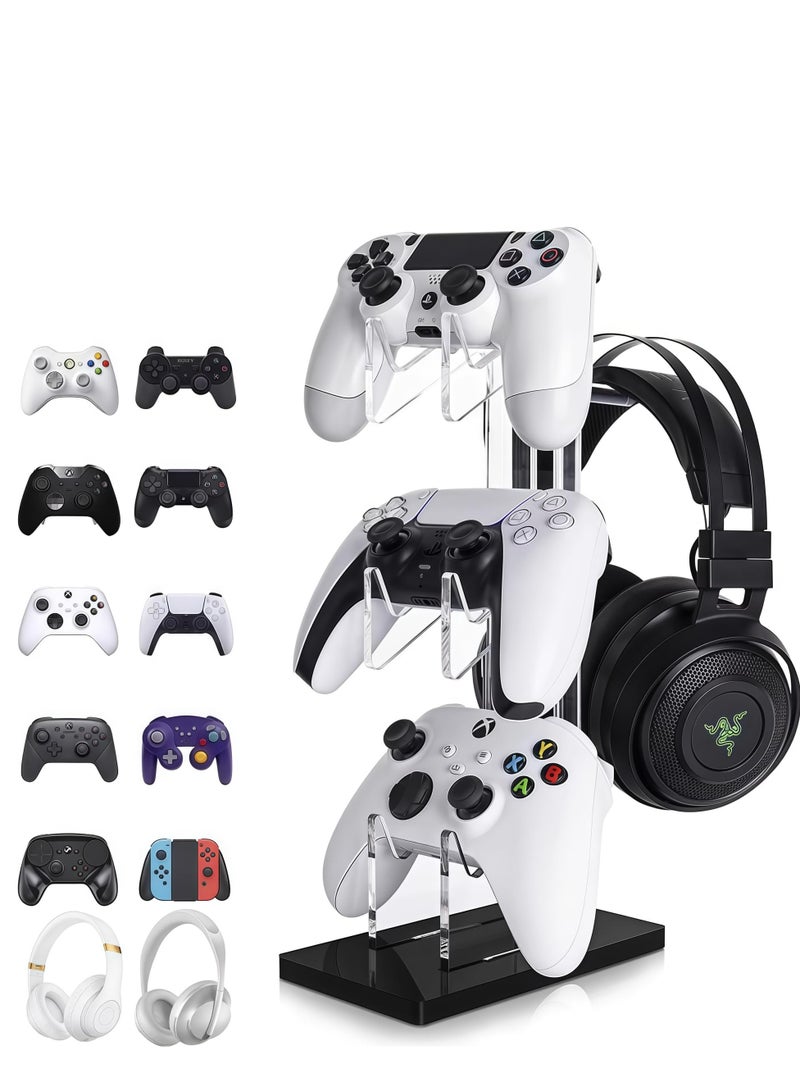 Xkimos 3 Layer Acrylic Universal Game Controller Stand, PS5 Xbox ONE Switch Controller Stand, Gaming Accessory, Non-Slip Stable Acrylic Transparent Headset Holder - Image 1